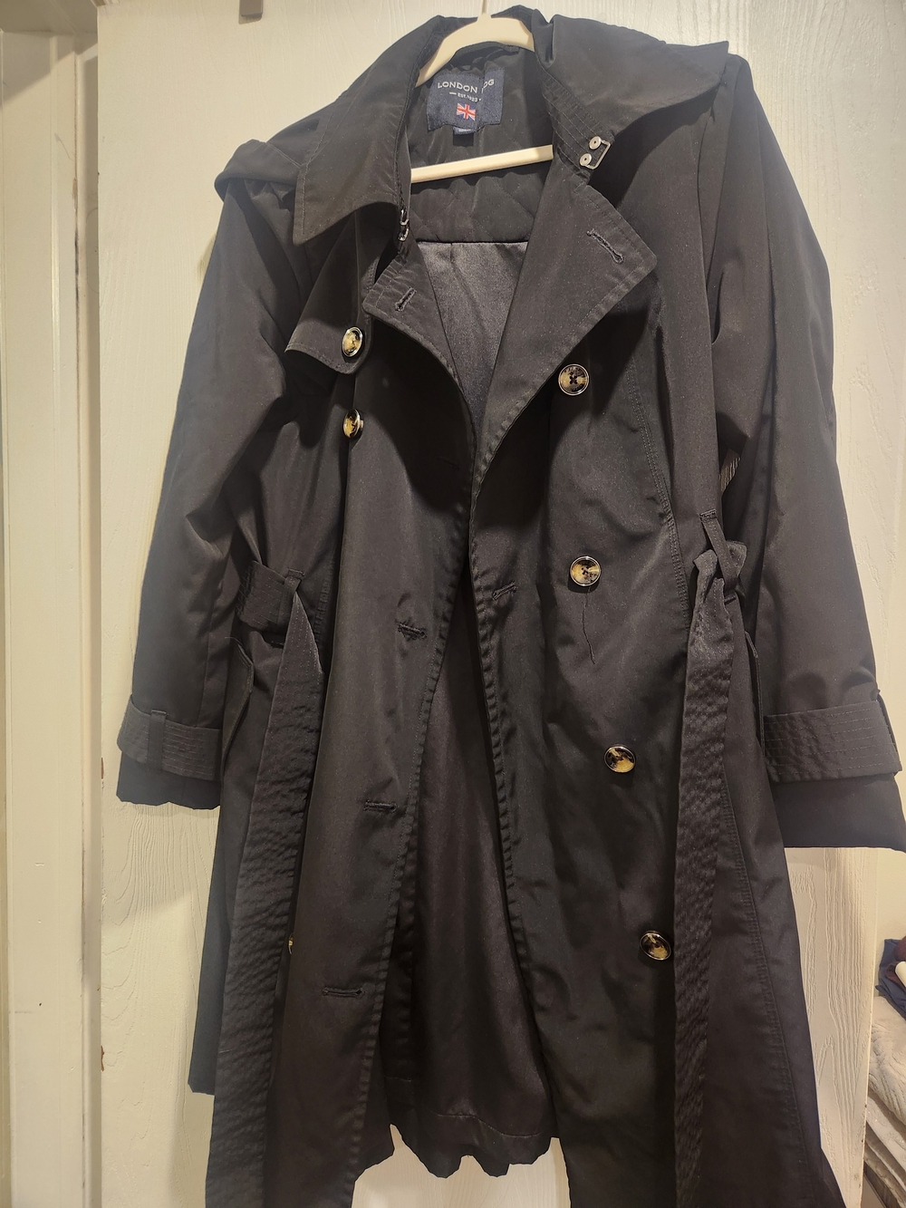 London Fog Women's Black Trench Coat Black XL